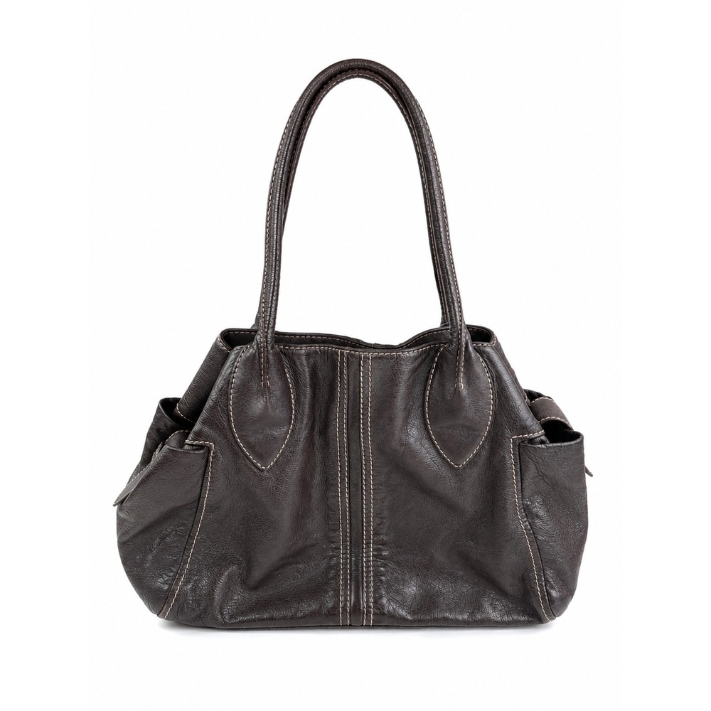 Abro Vintage Y2K Brown Genuine Leather Shoulder Bag Tote Purse
